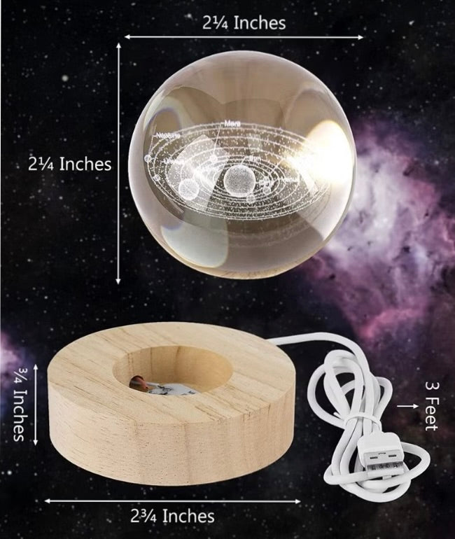 1-Piece Moon Luminous Night Warm Light Ornaments 3D Laser Engraved Crystal Ball